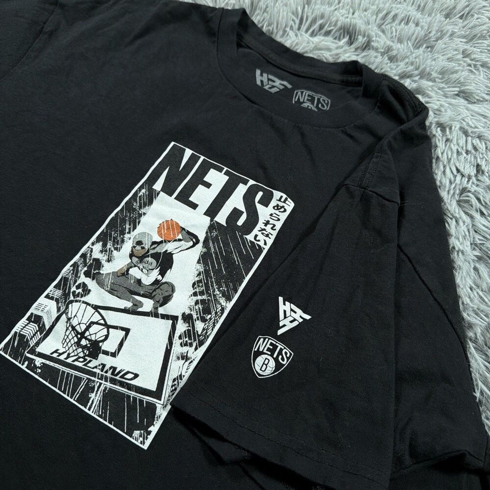 Hypland Shirt Large Black White Basketball Brooklyn Nets Collab Pullover Mens